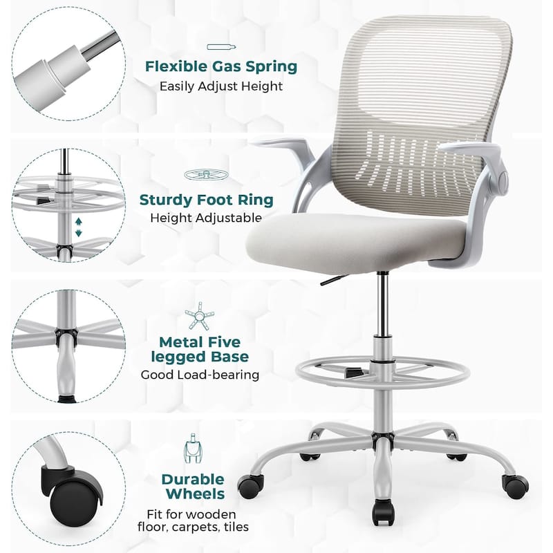 Ergonomic Office Chair, High Back Desk Chair with Headrest, Home Office Swivel Mesh Computer Chair Office Chairs