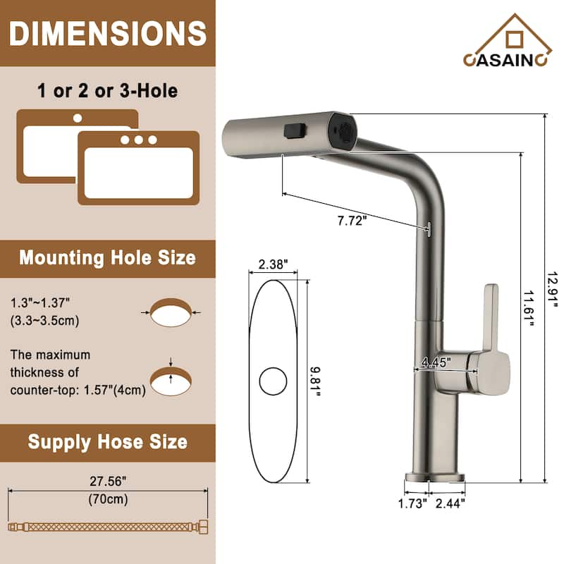 Single Handle Pull Down Sprayer Kitchen Faucet with Motion Sense Wave, Power Boost