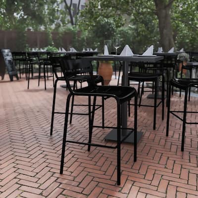 Modern Commercial Grade 2 Slat Indoor/Outdoor Steel Bar Stool