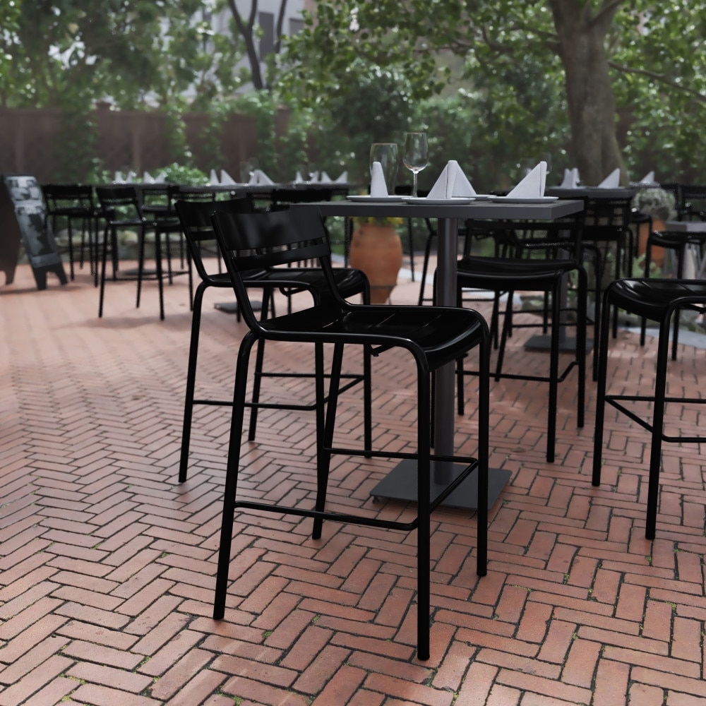 Indoor/Outdoor Commercial Grade Modern Metal 2 Slat Barstool