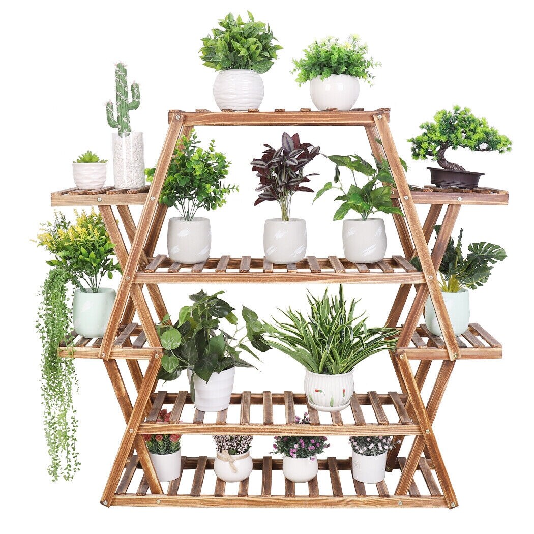 Multi Tier Wood Flower Rack Plant Stand Bonsai Shelf Indoor