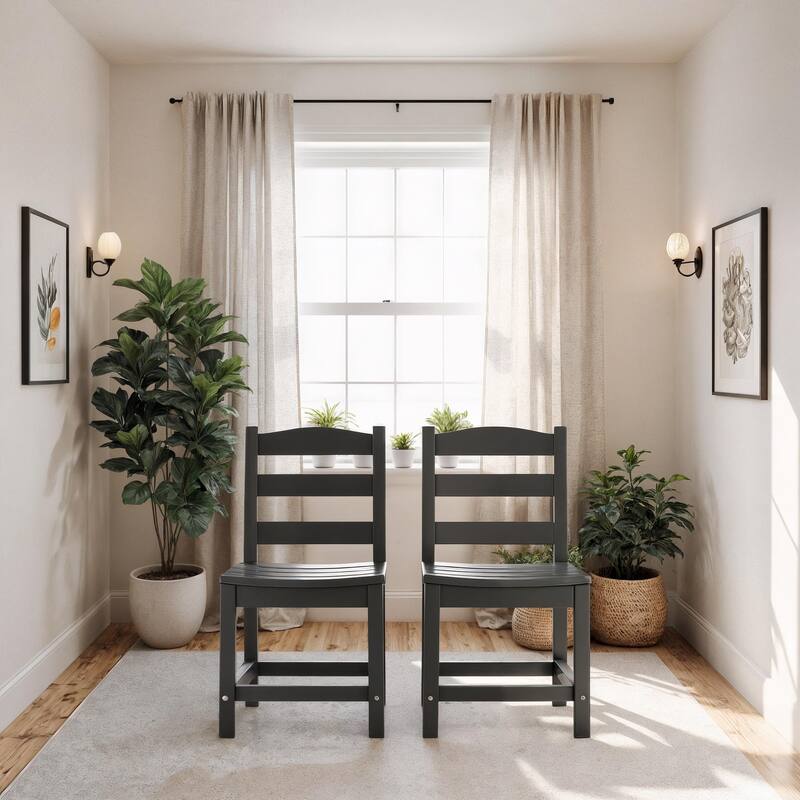 Armless Outdoor Chairs - HDPE Material Set of 2, Weather Resistant - Grey