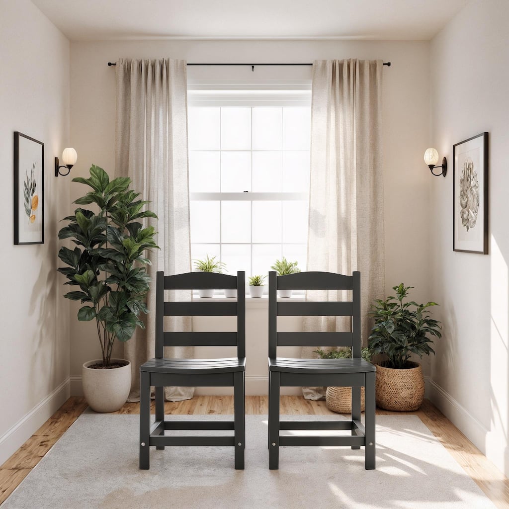 Armless Outdoor Chairs - HDPE Material Set of 2, Weather Resistant