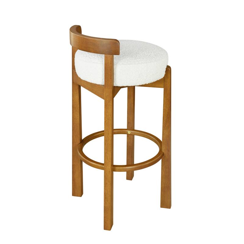 Roomfitters Elise Indoor Low Back Wooden Barstools with Ivory Upholstery, Set of 2 - Set of 2