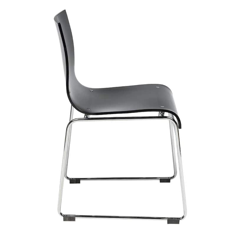 Lima Modern Transparent Acrylic in Chrome Steel Frame Dining Chair
