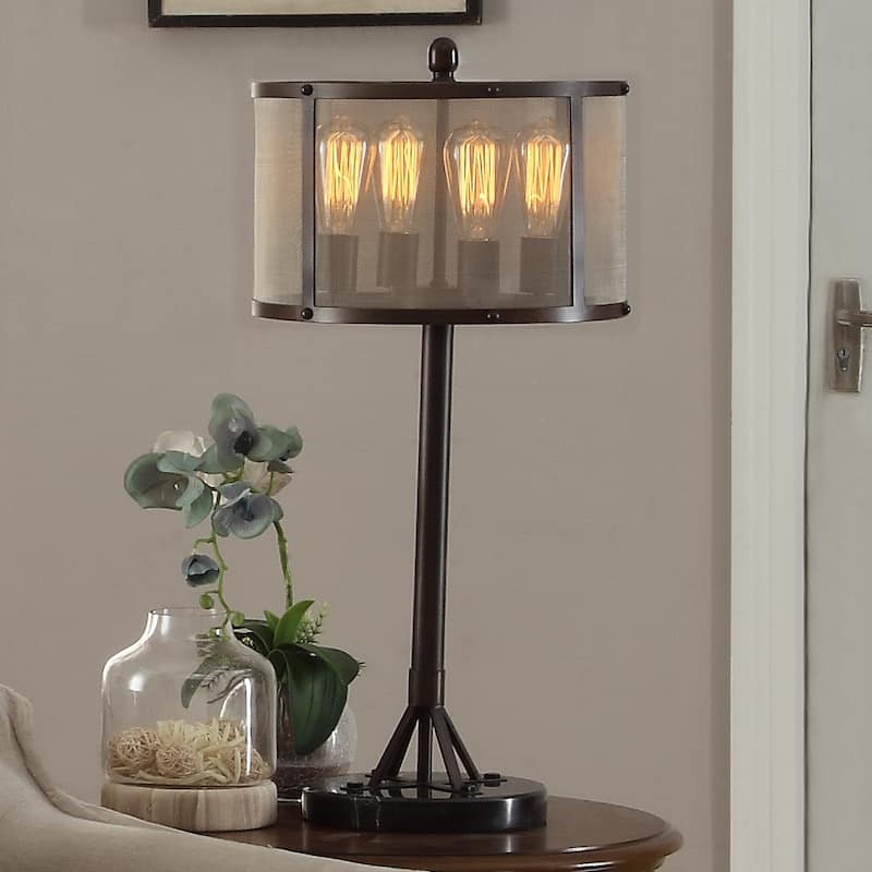 31"H Metal Table Lamp w/Marble Base - Antique Bronze
