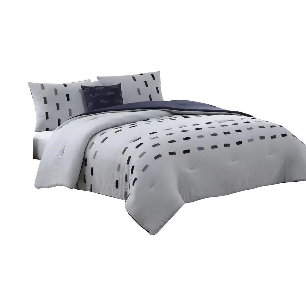 Owen 4 Piece Microfiber King Queen Comforter Set Pattern The Urban Port White