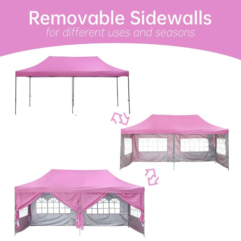Ainfox 10x20Ft Pop up Canopy Tent Party Heavy Duty Instant Gazebo with 4 Removable Sidewalls