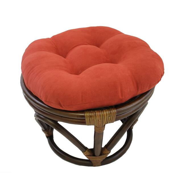International Caravan Bali Papasan Footstool with Microsuede Cushion - Tangerine Dream