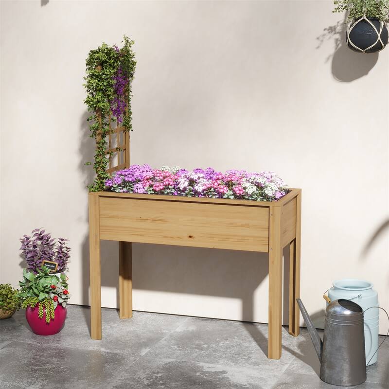 Outsunny Raised Garden Bed with Trellis
