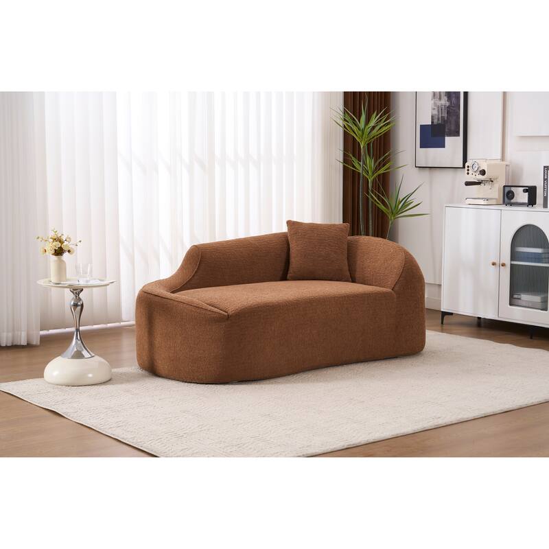 LY-048 Compression Curved Chaise Longue Chair Indoor, Modern Chenille Loveseat Couch
