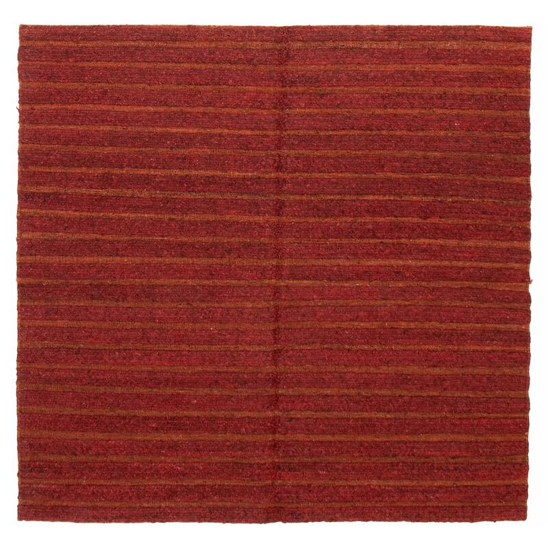 ECARPETGALLERY Flat-Weave Natural Red Wool Tapestry Kilim - 6'7 x 6'4 - Dark Red - 6'7 x 6'4