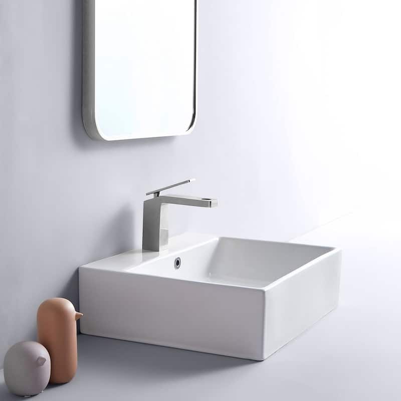 Eridanus Muro 20" x 16" Rectangular Bathroom Vessel Sink with Overflow