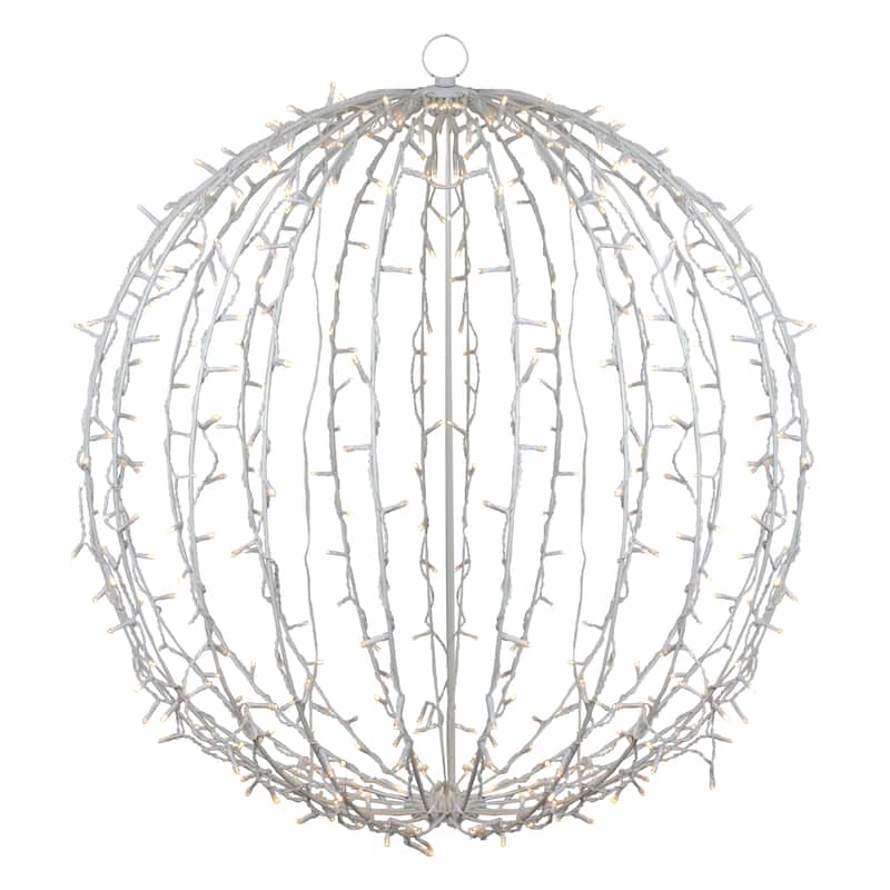 30" led lighted 3d christmas hanging ball decoration warm white lights