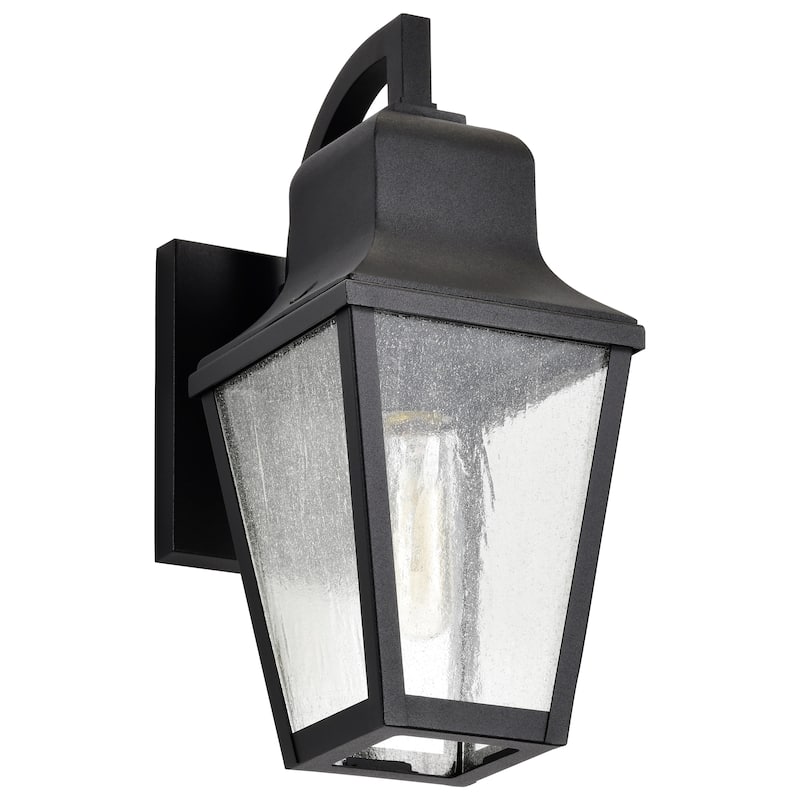 Lawrence 1 Light Small Wall Lantern Matte Black with Clear Seeded Glass