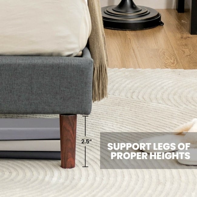 Upholstered Bed Frame with Adjustable Diamond Button Headboard