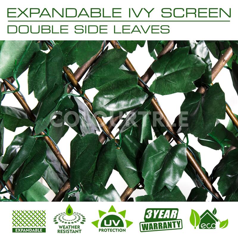 ColourTreeUSA 39" x 79" Expandable Artificial Ivy Leaf Vines Willow Trellis Privacy Fencing Screen