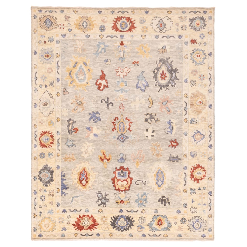 ECARPETGALLERY Hand-knotted Modern Oushak Light Grey Wool Rug - 8'0 x 10'0