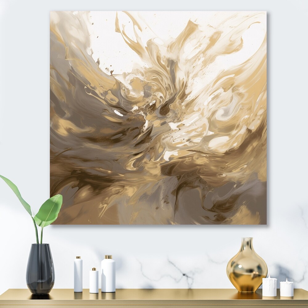 A warm painting where browns, whites and golds come together in a
