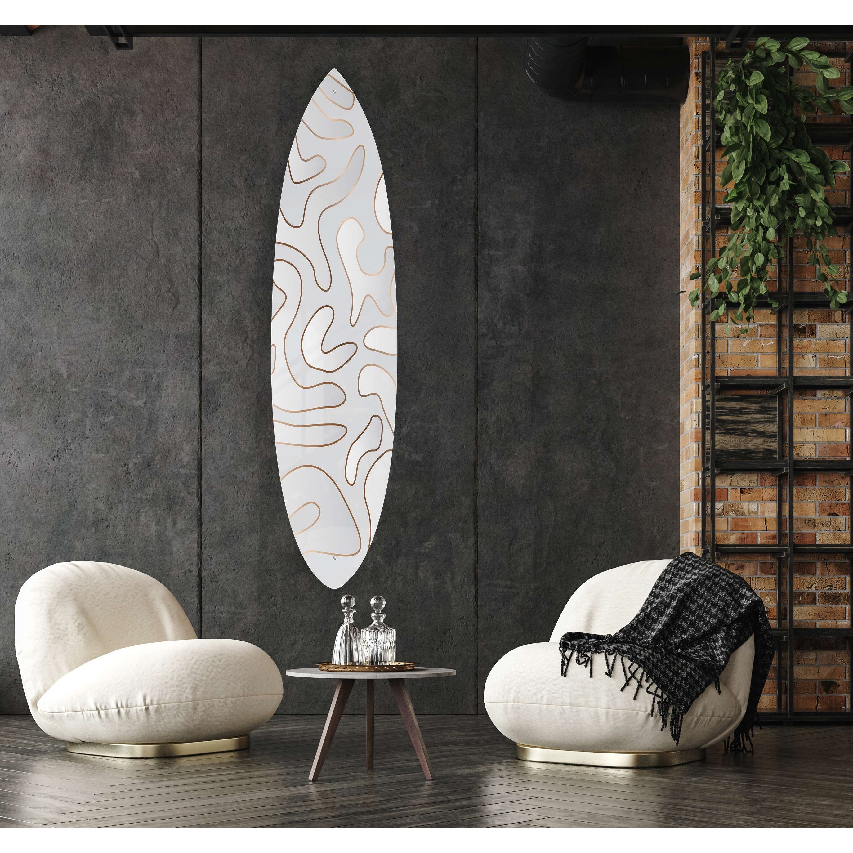 White Abstract Pattern Acrylic Surfboard Wall Art
