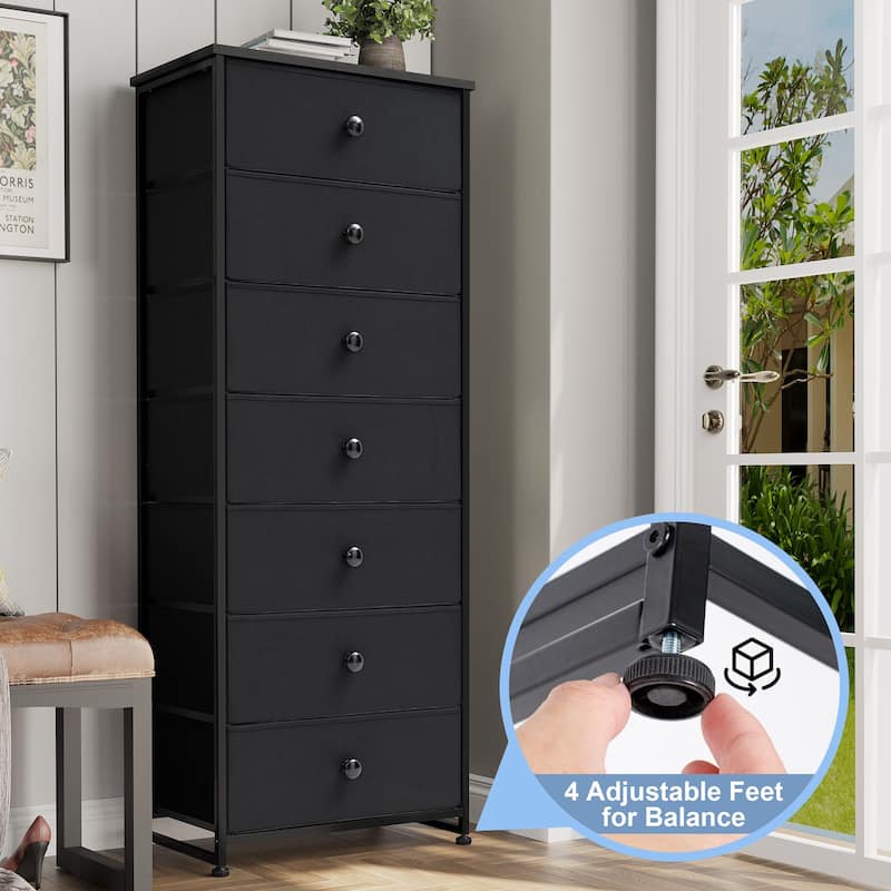 Slim Tall Vertical 7-Drawer Chest Dresser Closet Storage Organizer Unit for Bedroom