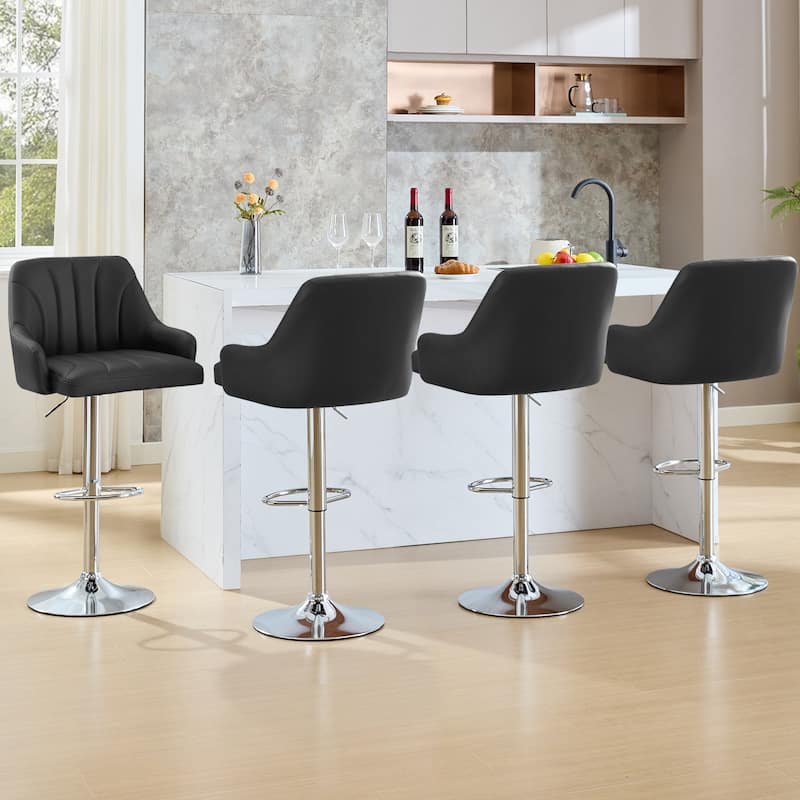 VECELO Set of 2 Adjustable Height Barstool with Footrest and Back Upholstered Bar or Counter Height Stool and Parts