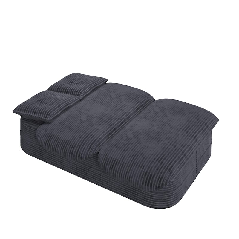 78.7" W 2-in-1 Foldable Corduroy Deep Seating Convertible Sofa Floor Sofa Bed
