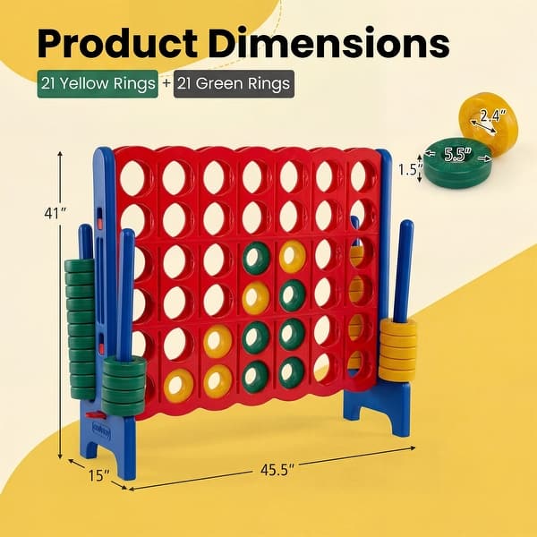 dimension image slide 0 of 4, Costway Jumbo 4-to-Score 4 in A Row Board Game Set Outdoor Indoor Kids
