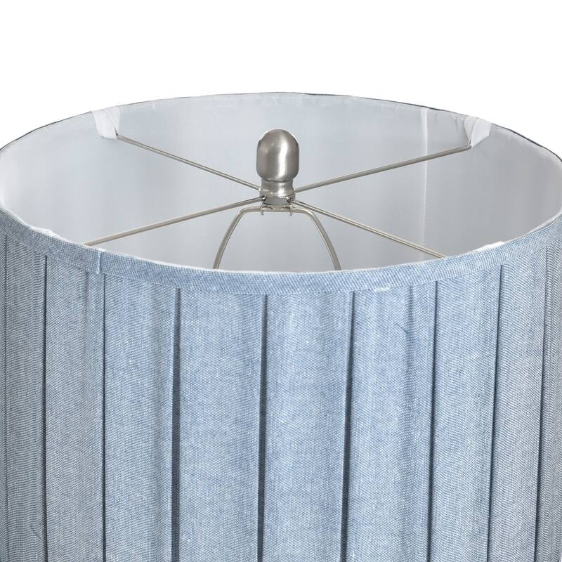 StyleCraft Glass Table Lamp - Lotus Silver - Blue Shade
