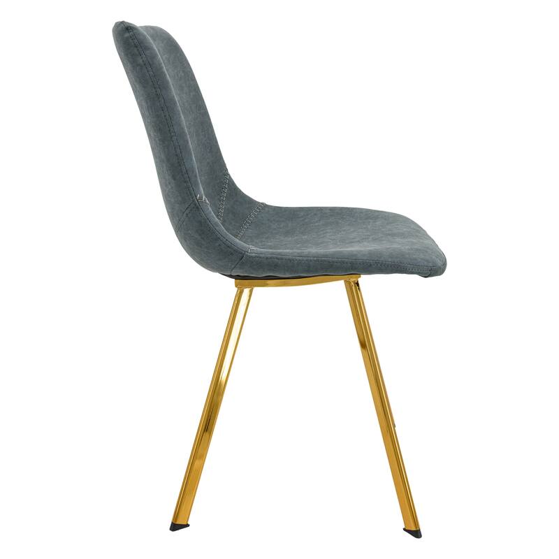 Markley Leather Dining Chair Set of 2 With Gold Metal Legs Modern Accent Side Chair