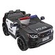 preview thumbnail 15 of 26, 12V Battery-Powered Police Car for Kids, Remote Control, Megaphone, Siren, Flashing Lights, Black SUV