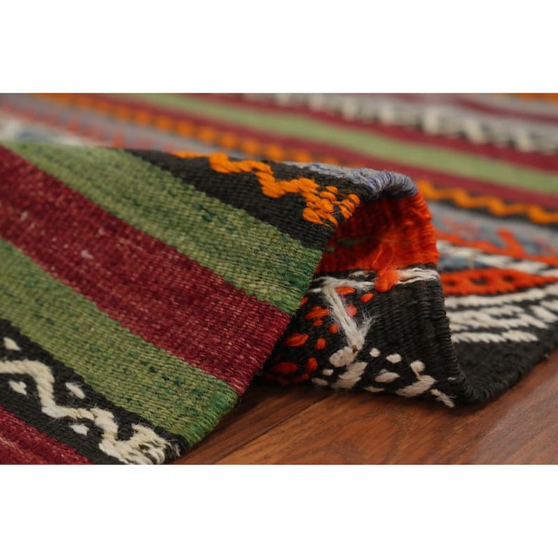 Hand Woven Oriental 100% Wool Carpet Southwestern Tribal Multi-Colored Kilim Area Rug - 8' 3'' X 6' 0''