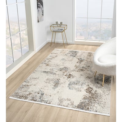 Thea Collection Beige/Blue Abstract Area Rug