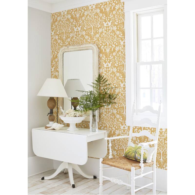 A-Street Prints Leo Yellow Tree Wallpaper