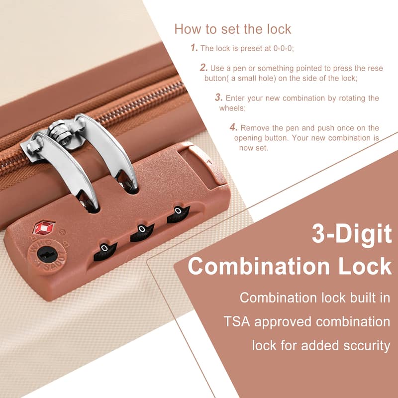 20 Inch Carry On Luggage Set 3 Piece with Spinner Wheels, Lightweight Hardshell ABS Suitcase for Weedend Getaways