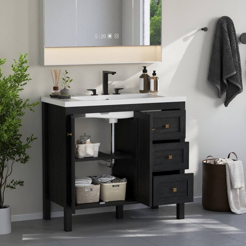 Moasis 36"/42" Bathroom Vanity with Sink Set and 2 Soft-Closing Doors & 3 Drawers