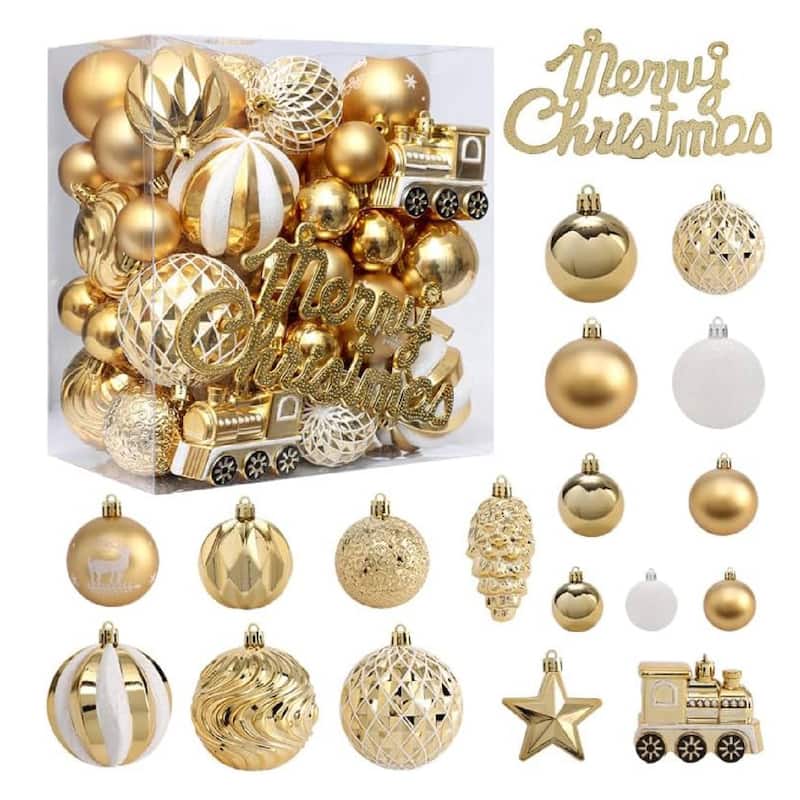 65 Pcs Christmas Decoration Ball Ornaments Set for Holiday Party Wedding - N/A