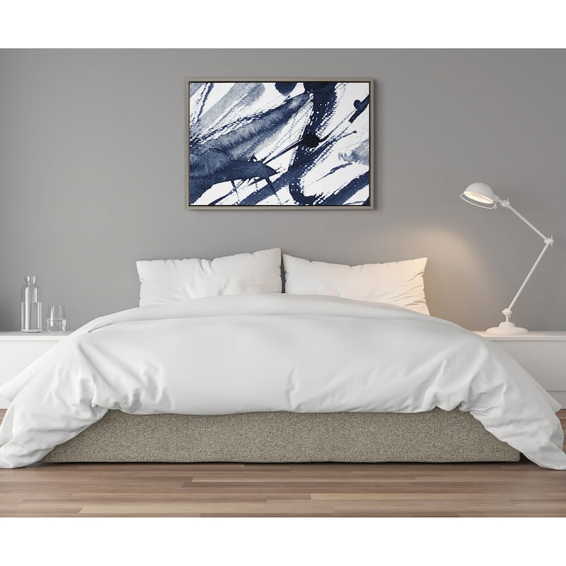 Kate and Laurel Sylvie Indigo Framed Canvas by Amy Peterson Art Studio