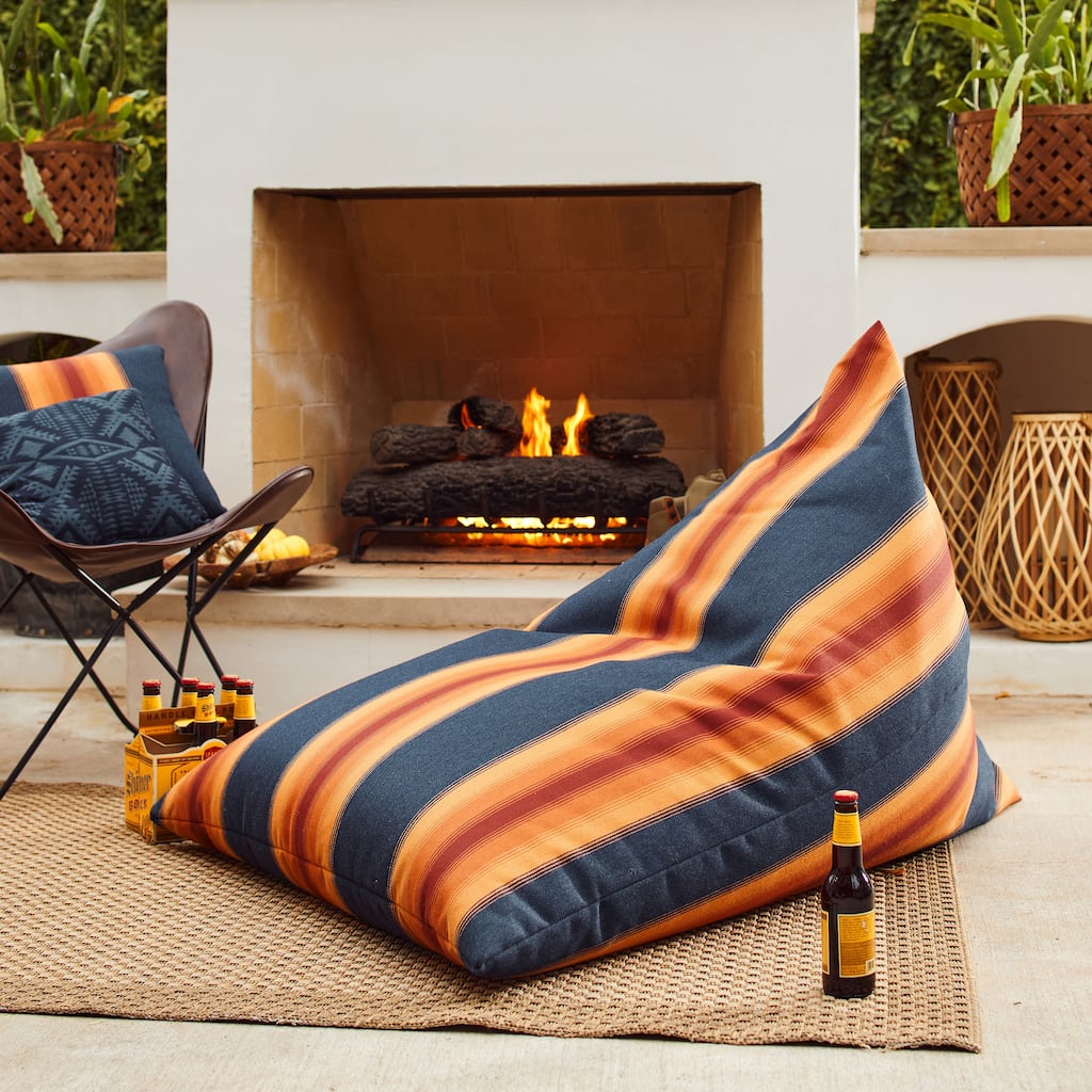 Sorra Home Sunbrella Pendleton Outdoor Bean Lounger - 54 in W x 38 in W x 21 in H