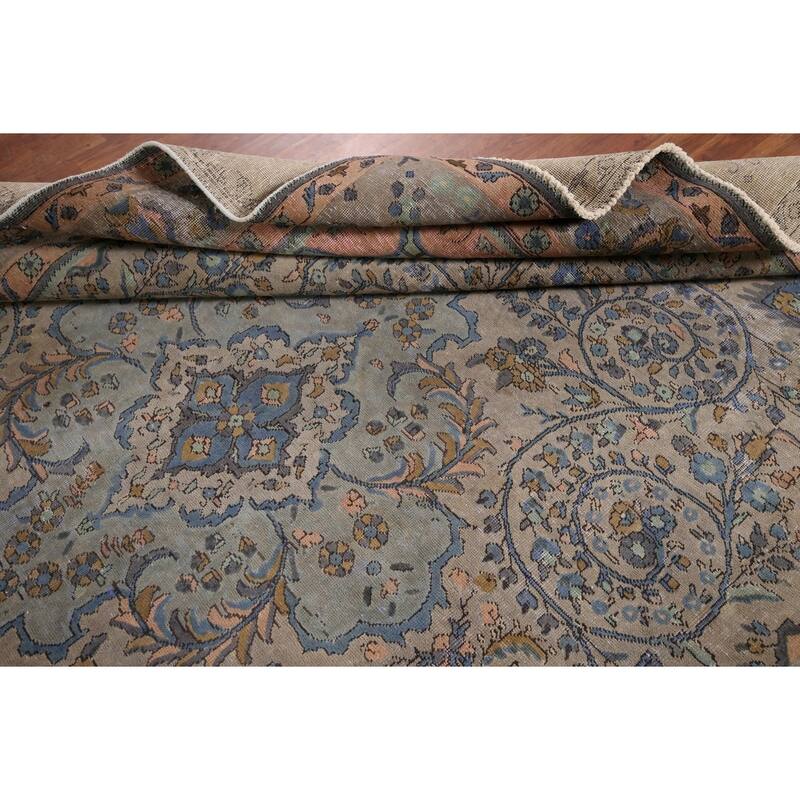 Distressed Tabriz Persian Antique Area Rug Handmade Wool Carpet - 8'0" x 10'9"
