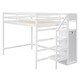 preview thumbnail 8 of 32, Full Size Loft Bed with Built-in Storage Wardrobe and Staircase,White/Gray