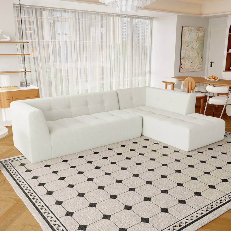 Modern Modular Combination Living Room Sofa Set with Compact Compression and Upholstered Sofa Bed for Studios or Apartments - Beige