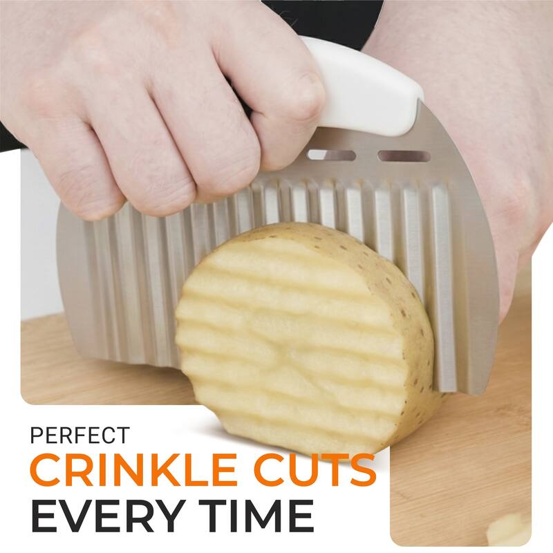 Cheer Collection Large Crinkle Cutter Stainless Steel Wavy French Fry and Vegetable Slicer