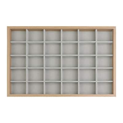 Wood Jewelry Trays with Removable Dividers for Drawers, Womens' Jewelry Organizer Drawer Inserts Display - Light Brown