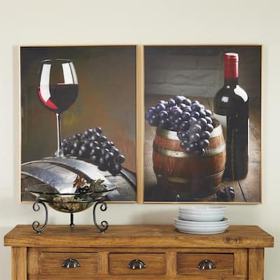 Wine Tasting Framed Square Wall Art Decor Set of 2