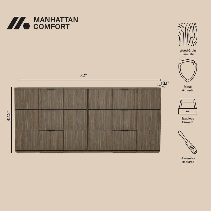 Clive 72 Inch 6 Drawer Bedroom Dresser