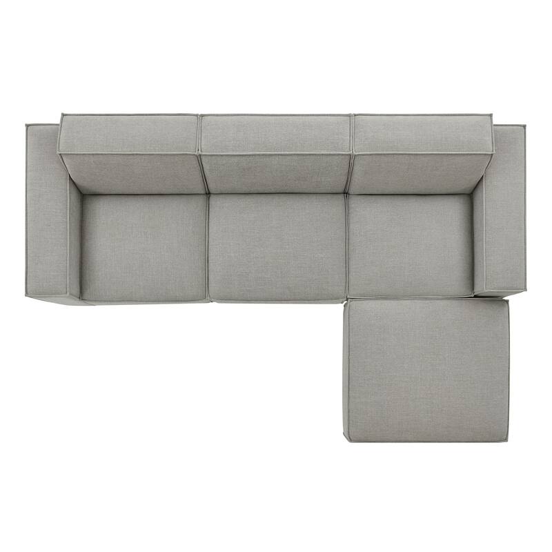 Restore 4-Piece Performance Fabric Upholstered Modular Sofa Set with Ottoman
