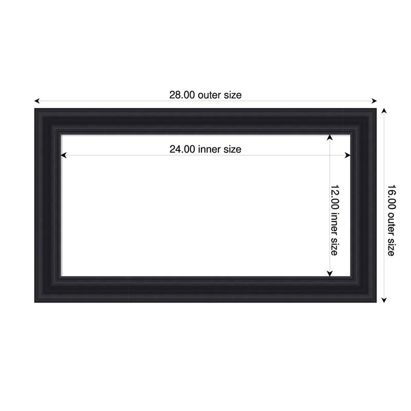 Dalat Framed Dry Erase Magnetic Board - 28 x 16 in - Dalat Black