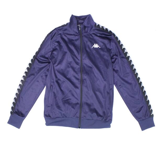 Shop Kappa Mens Jacket Black Blue Size Large L Track Logo Print