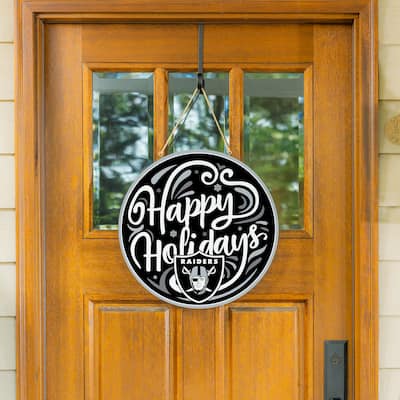 Las Vegas Raiders 18" x 18" Happy Holidays Door Décor Wall Sign - 18" x 18"